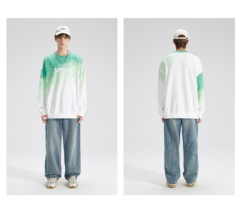 オーバーサイズTシャツ グラデーション染め風ゆったりセット