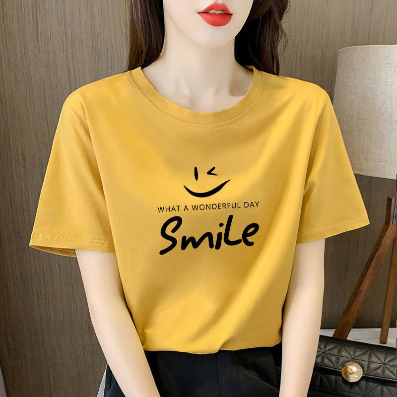 オーバーサイズTシャツ 笑顔メッセージゆったり半袖