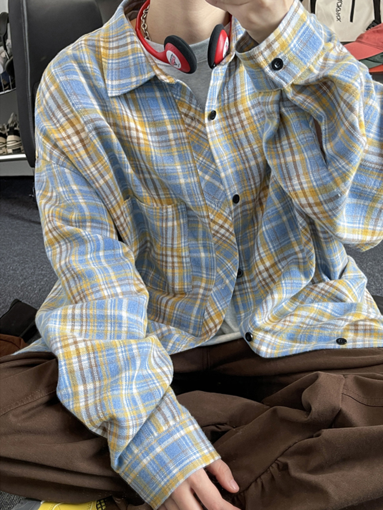 オーバーサイズTシャツ 格子柄ゆったりシャツ