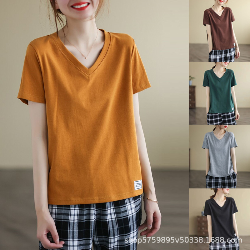 オーバーサイズTシャツ ゆったり着心地 深めＶネックＴシャツ