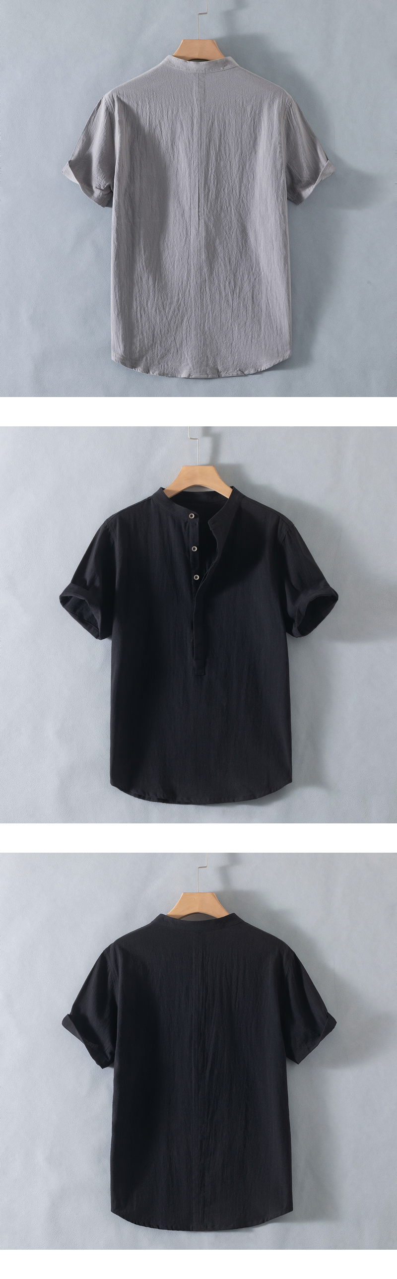 オーバーサイズTシャツ 立ち襟リネン風ゆったりプルオーバー