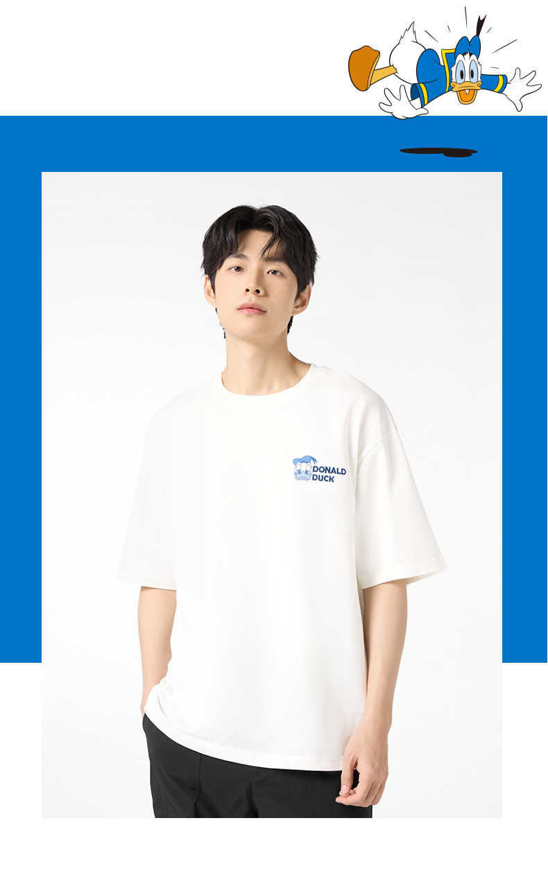 オーバーサイズTシャツ ゆったりくつろぎアヒル刺繍入り半袖