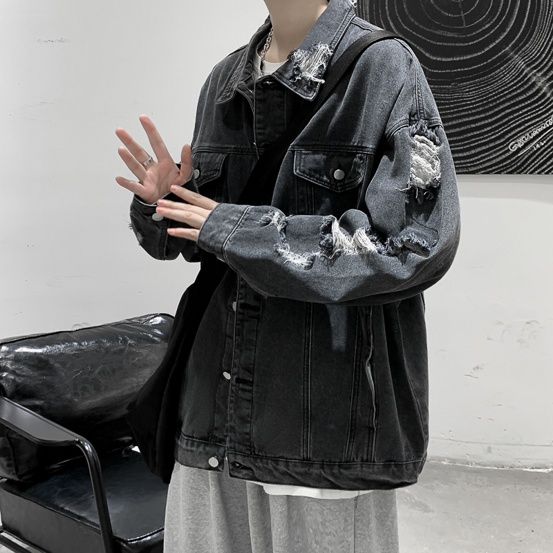 オーバーサイズTシャツ ダメージ加工デニムジャケット