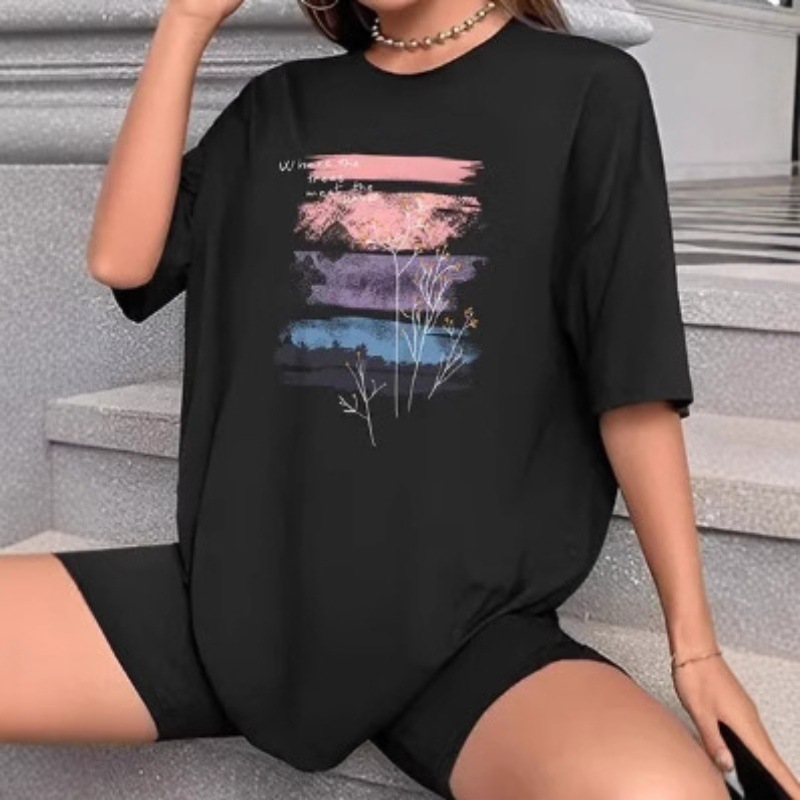 オーバーサイズTシャツ 風景アート ゆったり半袖シャツ