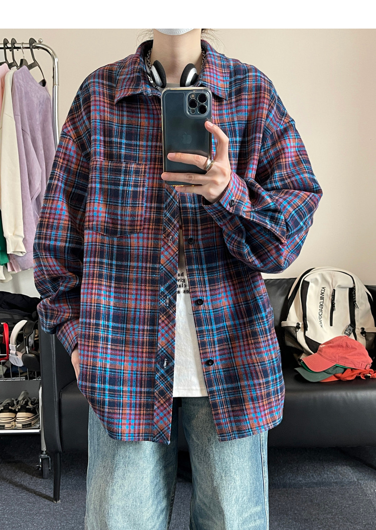 オーバーサイズTシャツ 格子柄ゆったりシャツ