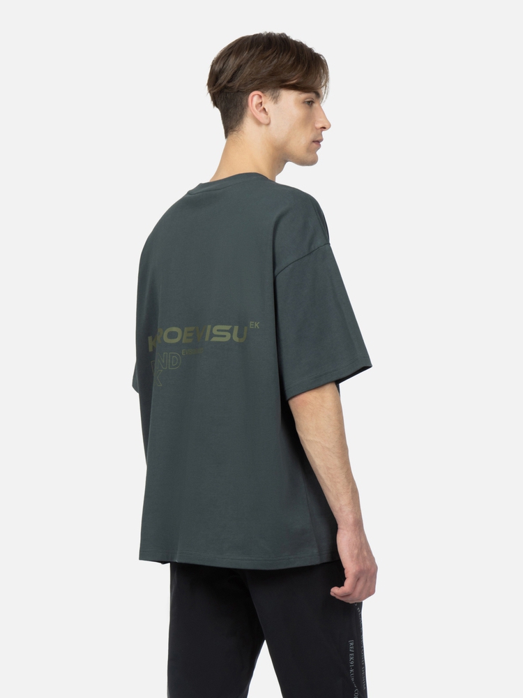 オーバーサイズTシャツ 波形ロゴ 落ち着きのあるゆとりシャツ