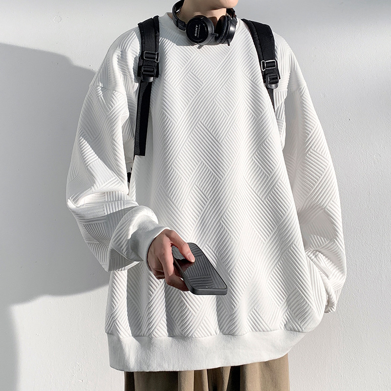 オーバーサイズTシャツ 幾何学模様プルオーバー長袖オーバーサイズトップス