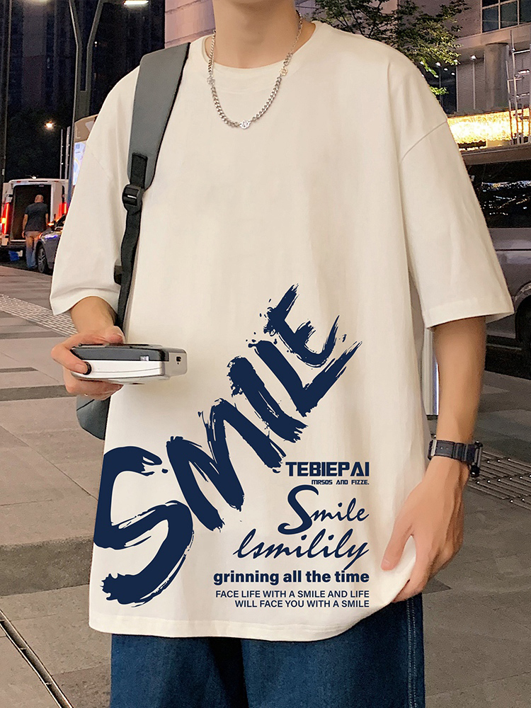 オーバーサイズTシャツ 微笑む心 筆文字デザイン 半袖