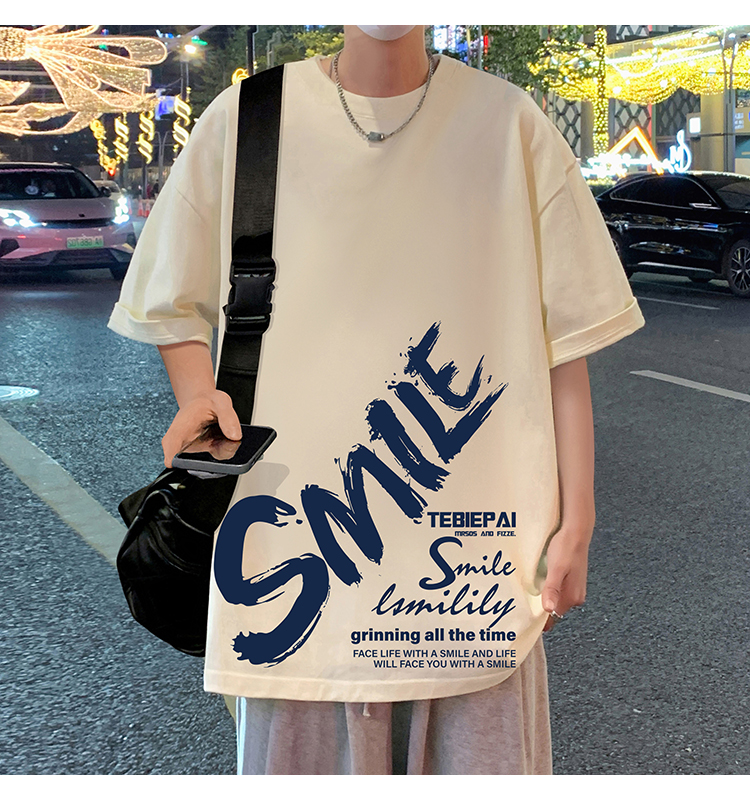 オーバーサイズTシャツ 微笑む心 筆文字デザイン 半袖
