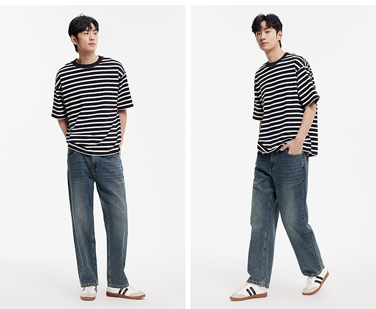 オーバーサイズTシャツ ゆったりマリン風ボーダーＴシャツ