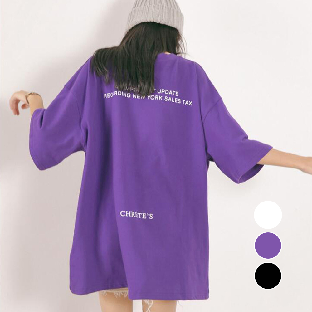 オーバーサイズTシャツ 半袖オーバーサイズシャツ 文字プリント ゆったり韓国風