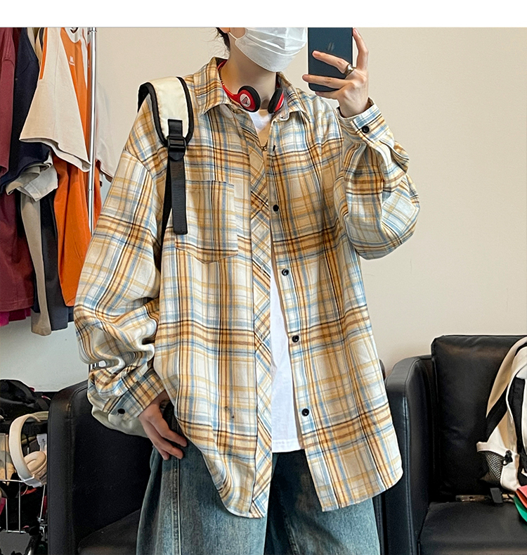 オーバーサイズTシャツ 格子柄ゆったりシャツ