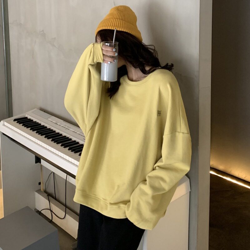 オーバーサイズTシャツ 数字刺繍入りゆったり裏起毛トレーナー