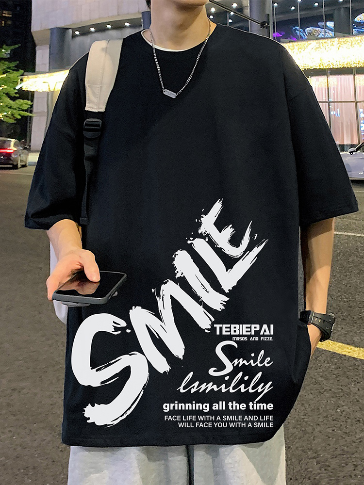 オーバーサイズTシャツ 微笑む心 筆文字デザイン 半袖