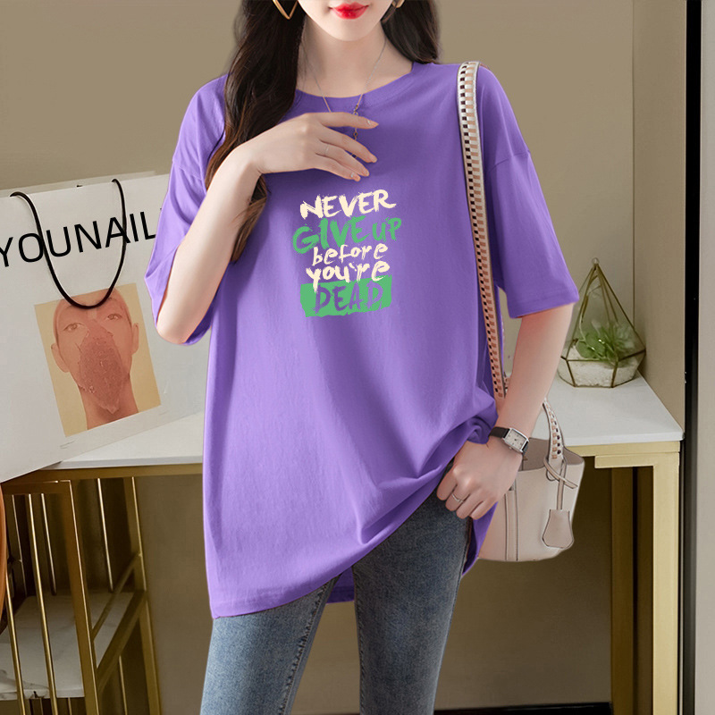 オーバーサイズTシャツ 前向きメッセージ レディースゆったりTシャツ