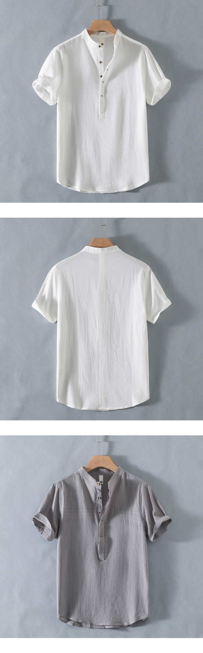 オーバーサイズTシャツ 立ち襟リネン風ゆったりプルオーバー
