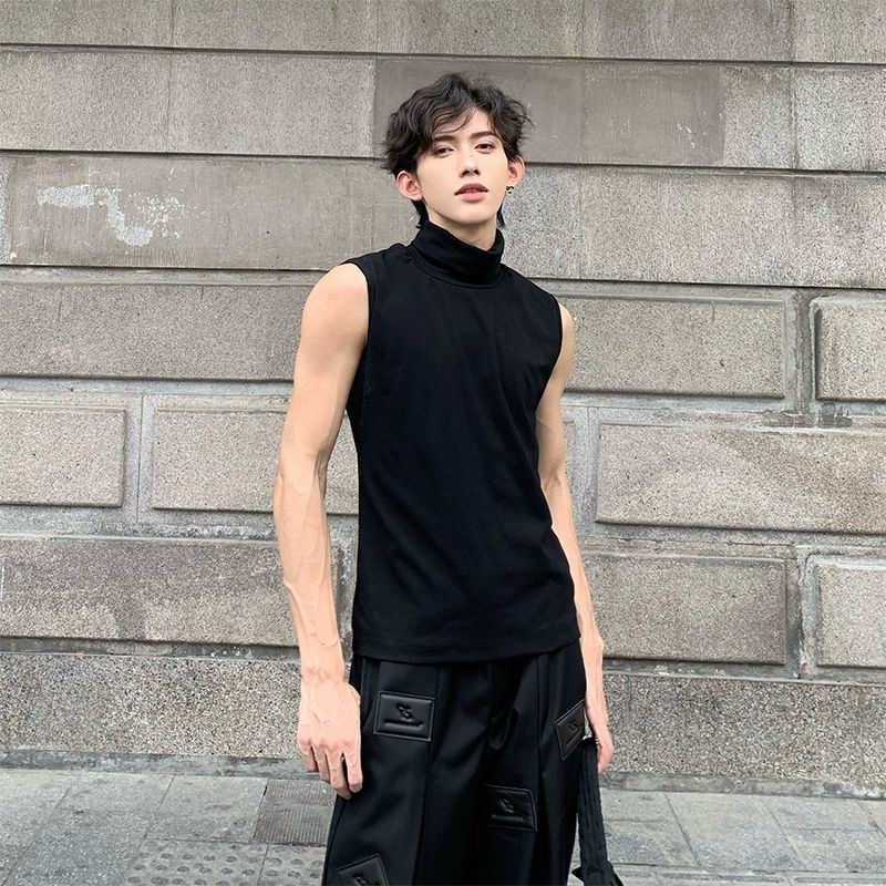 オーバーサイズTシャツ タートルネック袖なしノースリーブカットソー