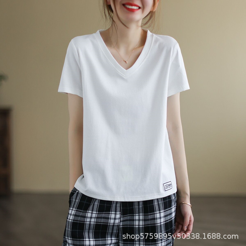 オーバーサイズTシャツ ゆったり着心地 深めＶネックＴシャツ