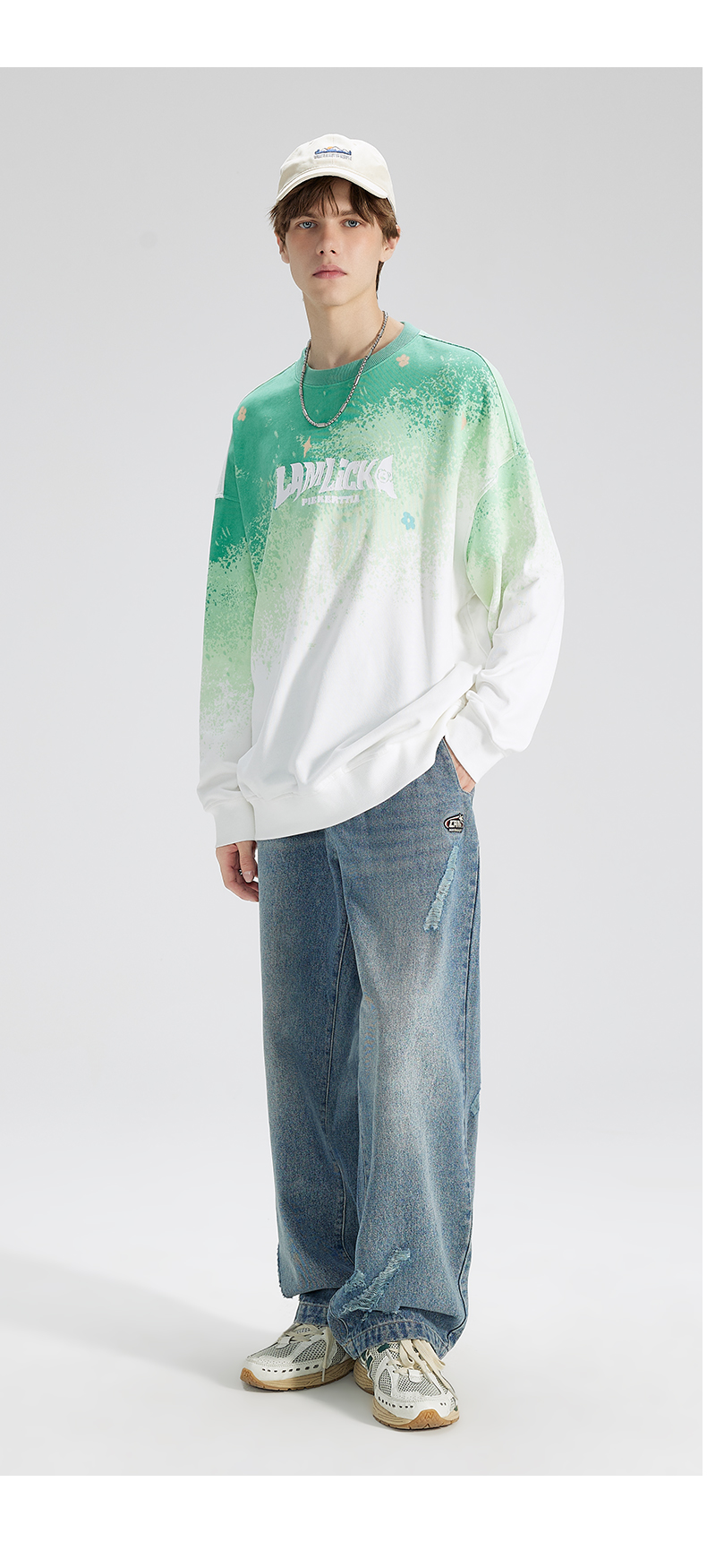 オーバーサイズTシャツ グラデーション染め風ゆったりセット