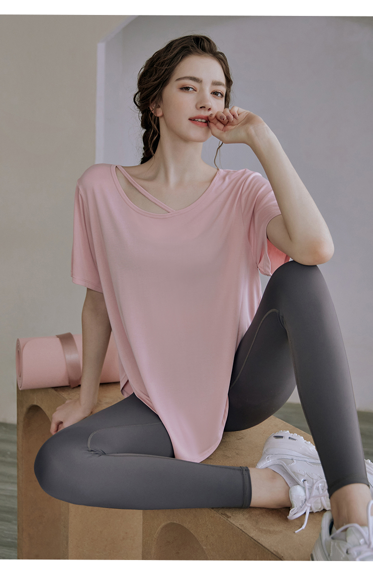 オーバーサイズTシャツ デザインネック ゆったりスポーツセット