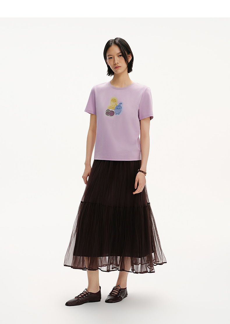 オーバーサイズTシャツ 芸術的イラスト入りゆるシルエット半袖