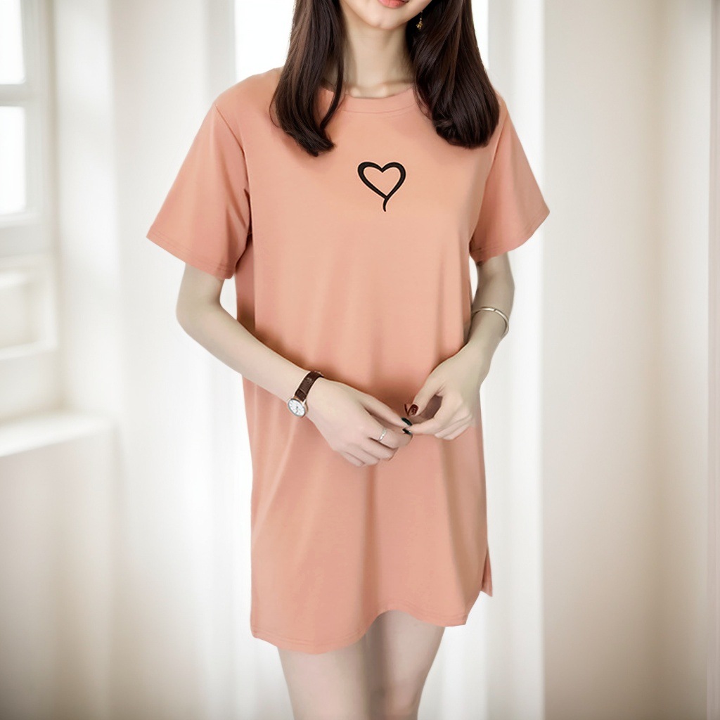 オーバーサイズTシャツ 優しいハートのゆったりチュニック