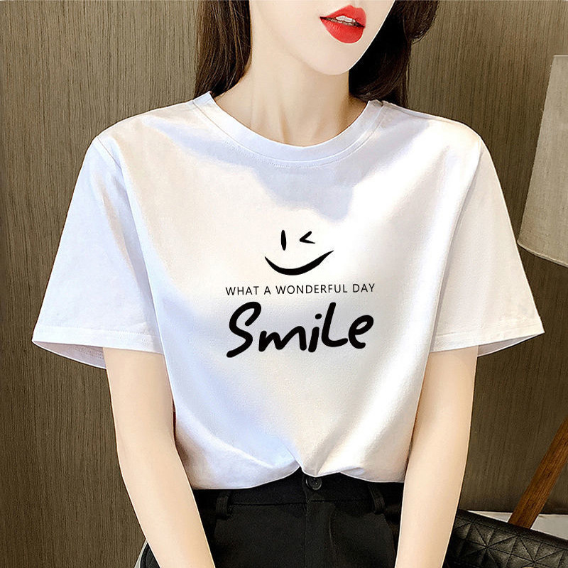 オーバーサイズTシャツ 笑顔メッセージゆったり半袖