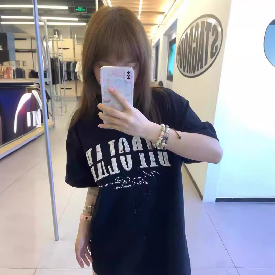 オーバーサイズTシャツ キラメキ刺繍ゆるシルエット半袖