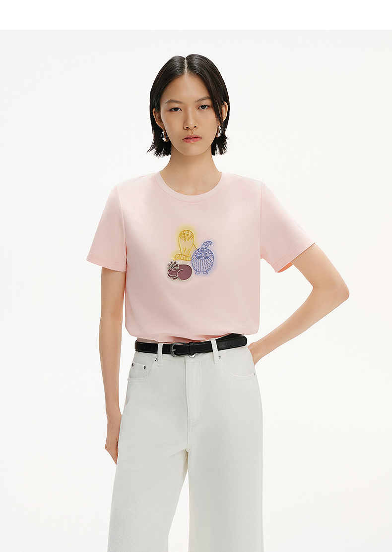 オーバーサイズTシャツ 芸術的イラスト入りゆるシルエット半袖