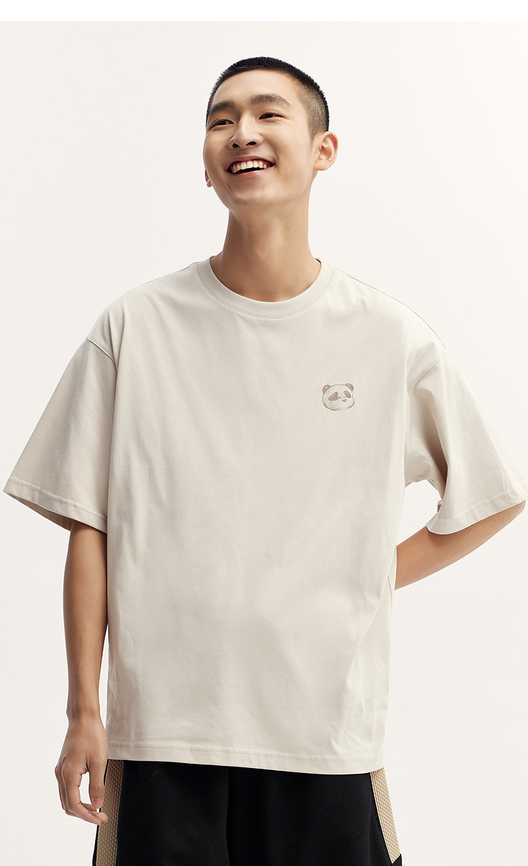 オーバーサイズTシャツ パンダ刺繍ゆったりシルエット半袖