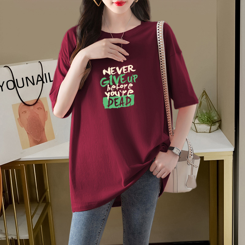 オーバーサイズTシャツ 前向きメッセージ レディースゆったりTシャツ