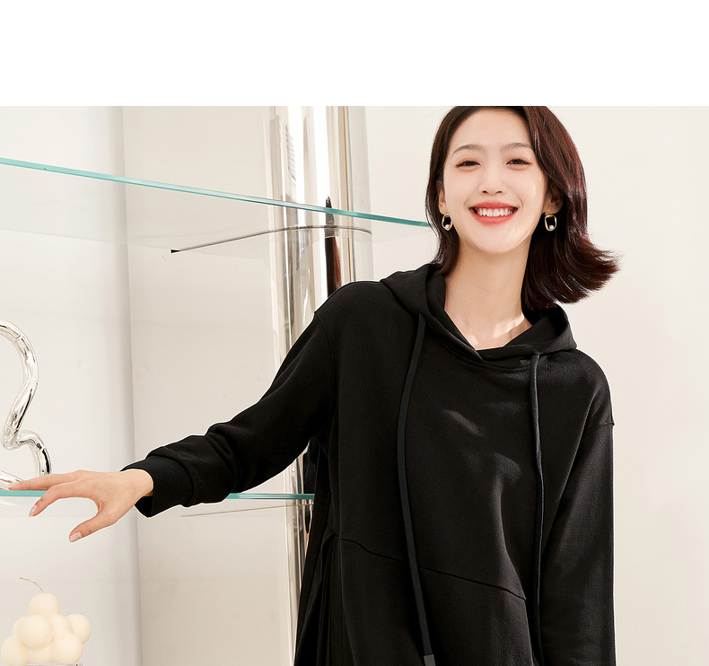ロングワンピース スウェット ゆったりフード付きロングワンピース