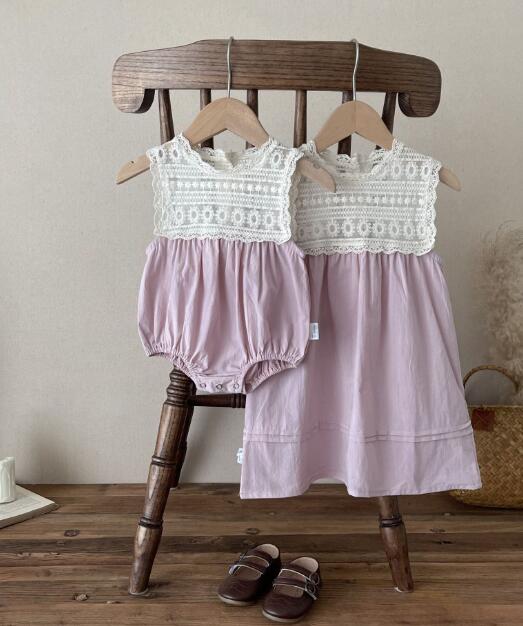 ロングワンピース ベビー服レース刺繍姫様ワンピース新品