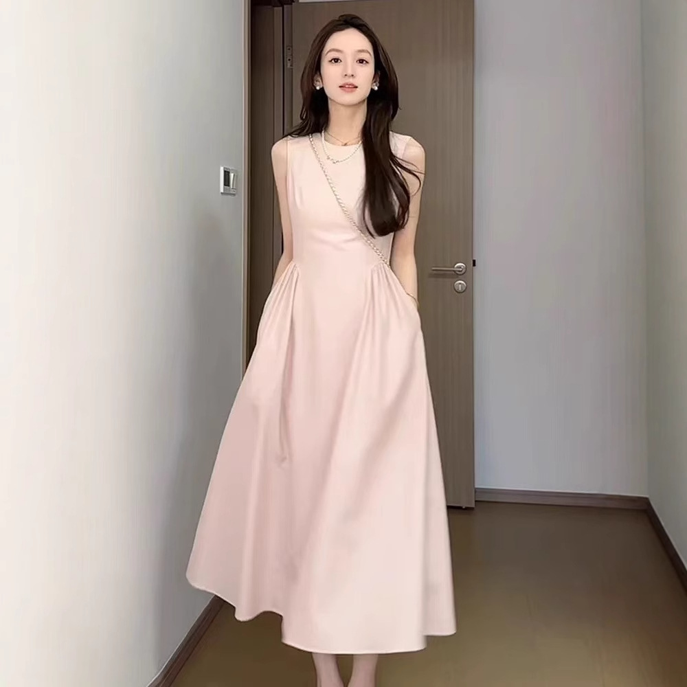 上品ノースリーブロングワンピース レディース 3色展開