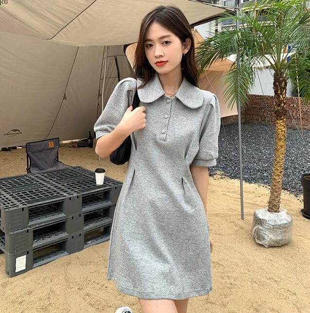 ロングワンピース 夏新作レディースポロシャツワンピース学院風スタイル