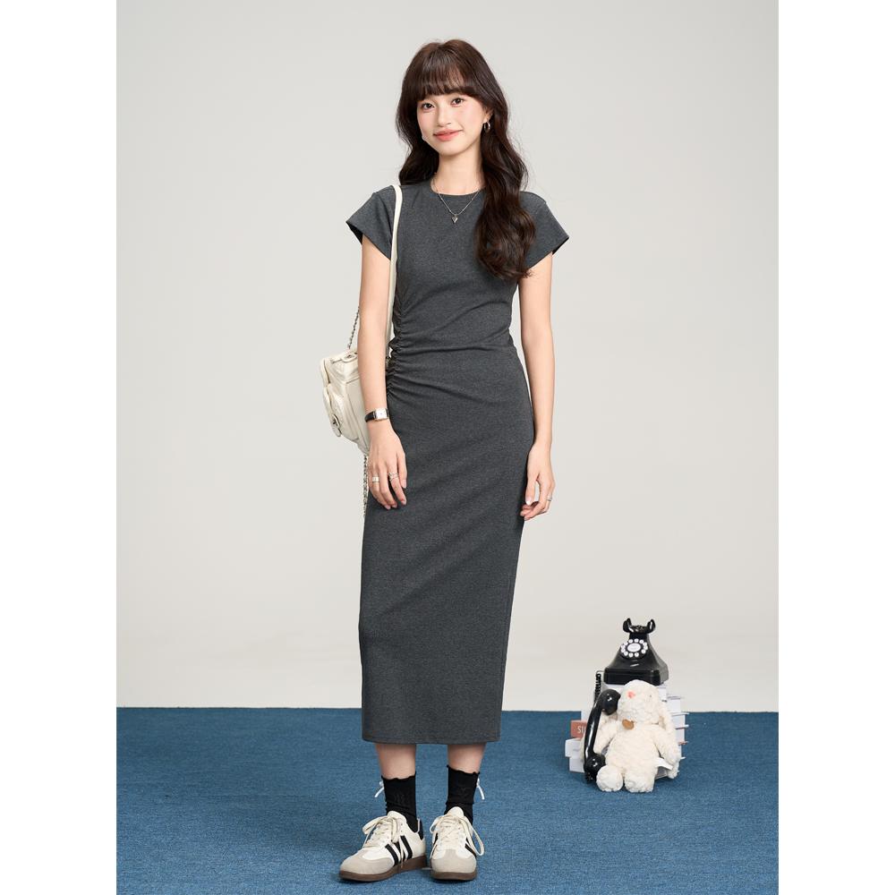 ロングワンピース ニット シンプル美シルエットワンピース