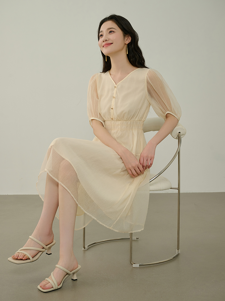 ロングワンピース レース 透かしレース優美ワンピース