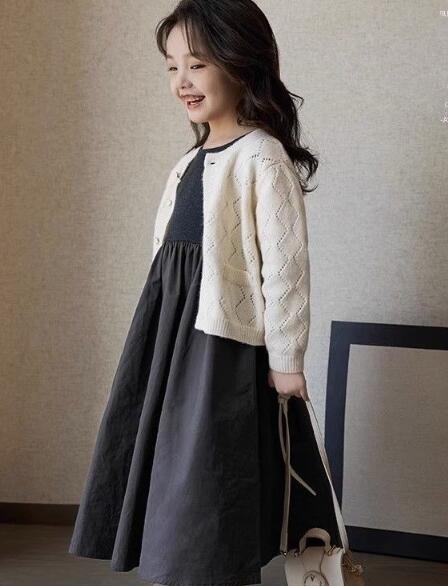 冬新作キッズ長袖ロングワンピース90-150センチ