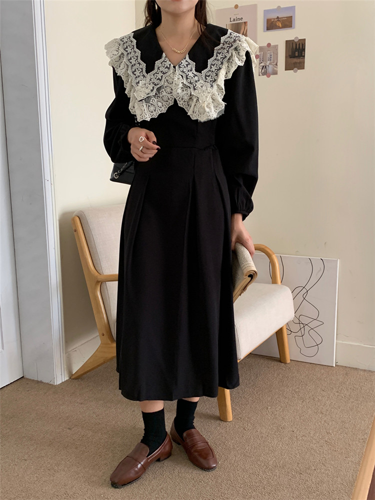 ロングワンピース 季節にぴったり おしゃれフリル カジュアル長袖ワンピース