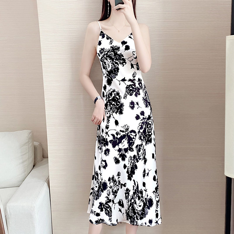 ロングワンピース キャミ 花柄薔薇模様キャミソールワンピース