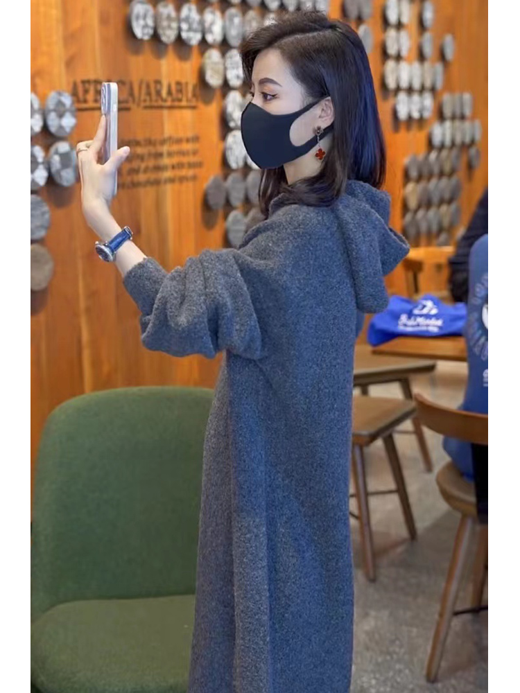 ロングワンピース ニット シンプルゆるふわニットワンピース