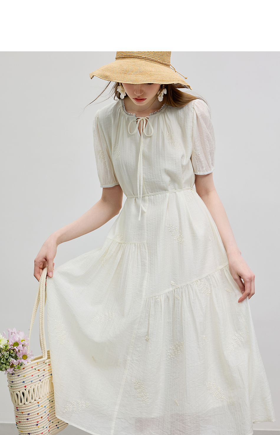 ロングワンピース レース 優美花刺繍レースロングワンピース