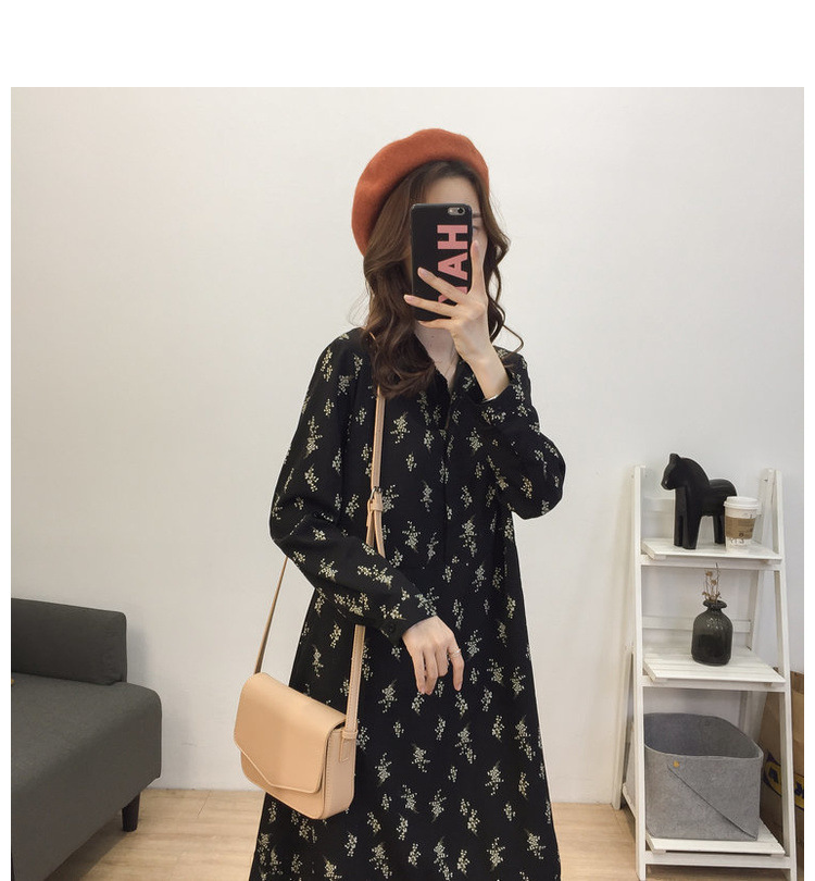 ロングワンピース 春夏新作 花柄シャツワンピース 長袖ロング丈 女性用
