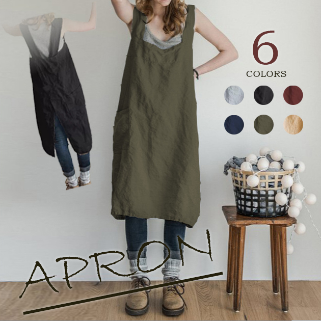 ロングワンピース 春夏新作キャミ風エプロンワンピース カジュアル着回し