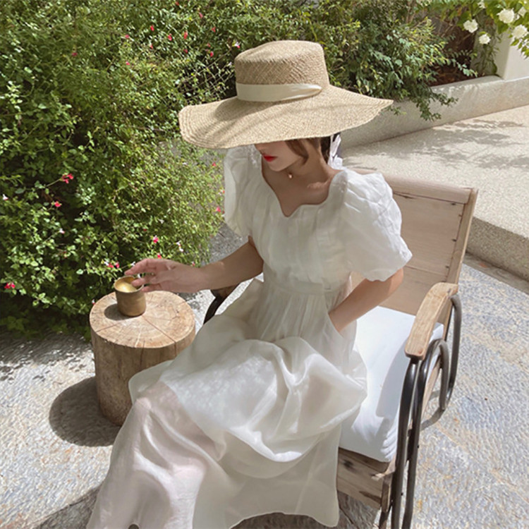 ロングワンピース フリル袖ロング丈ワンピース 上品な若見え効果 ウエストマーク