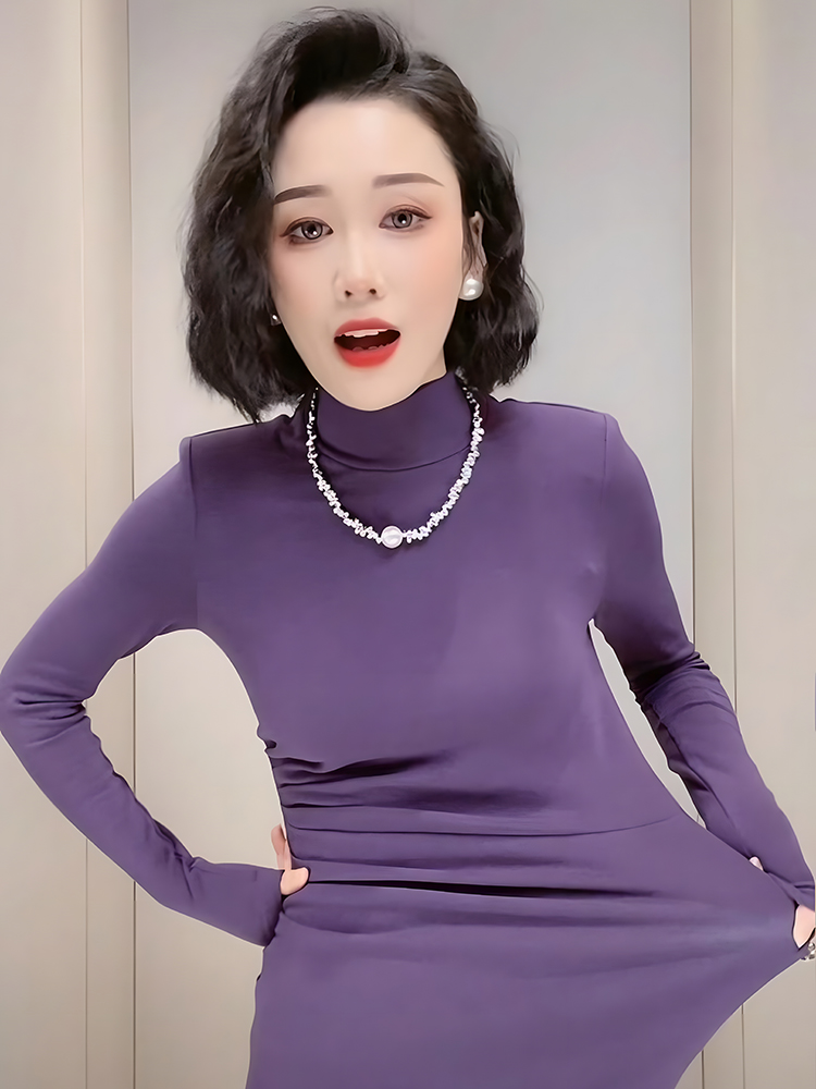 ロングワンピース ニット 上質感タートルネックニットワンピース