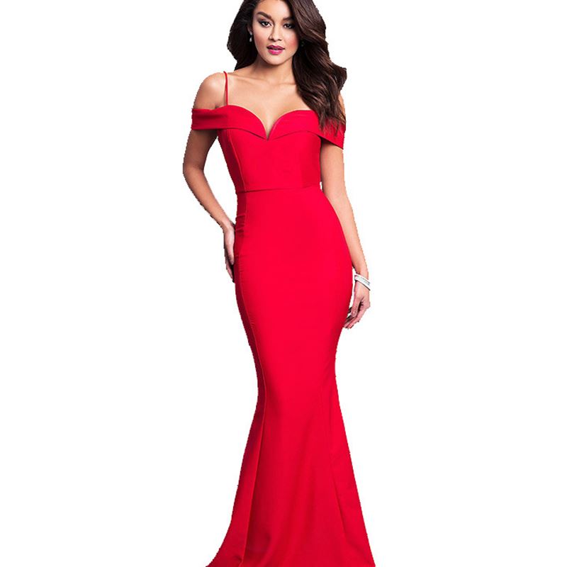 ロングワンピース キャミ オフショルダー細紐マーメイドロングキャミワンピース