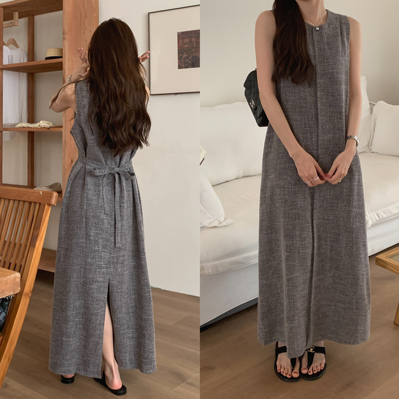 2025年春夏新作 上品な気質 ノースリーブロングワンピース