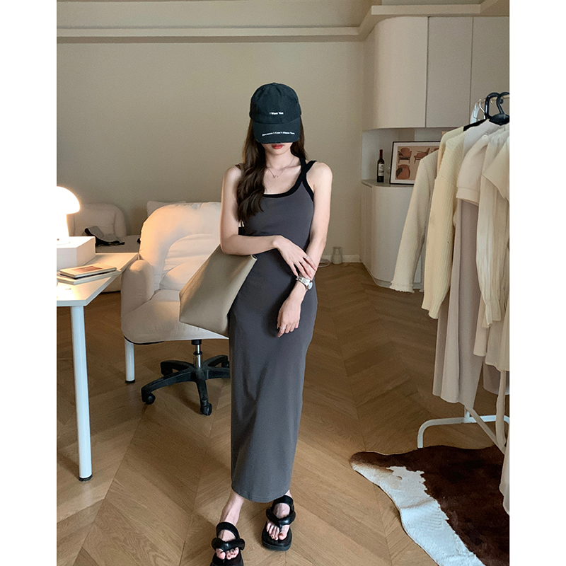 ロングワンピース キャミ 体型すっきり見せタイトフィットロングキャミワンピース