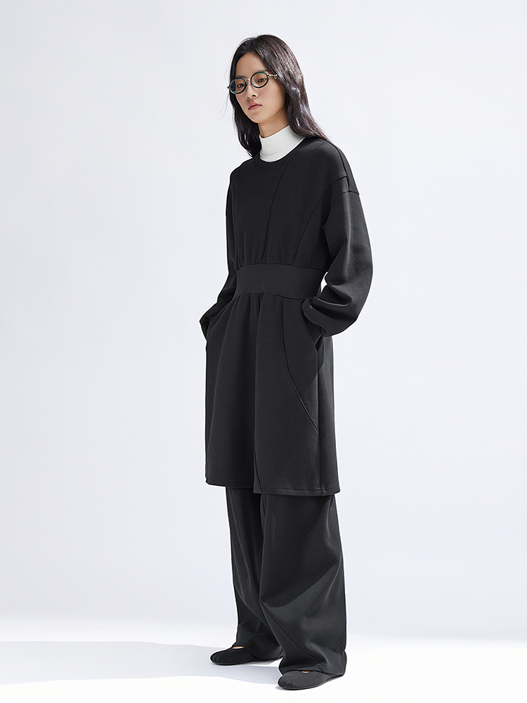 ロングワンピース スウェット すっきりシルエット ロングワンピース